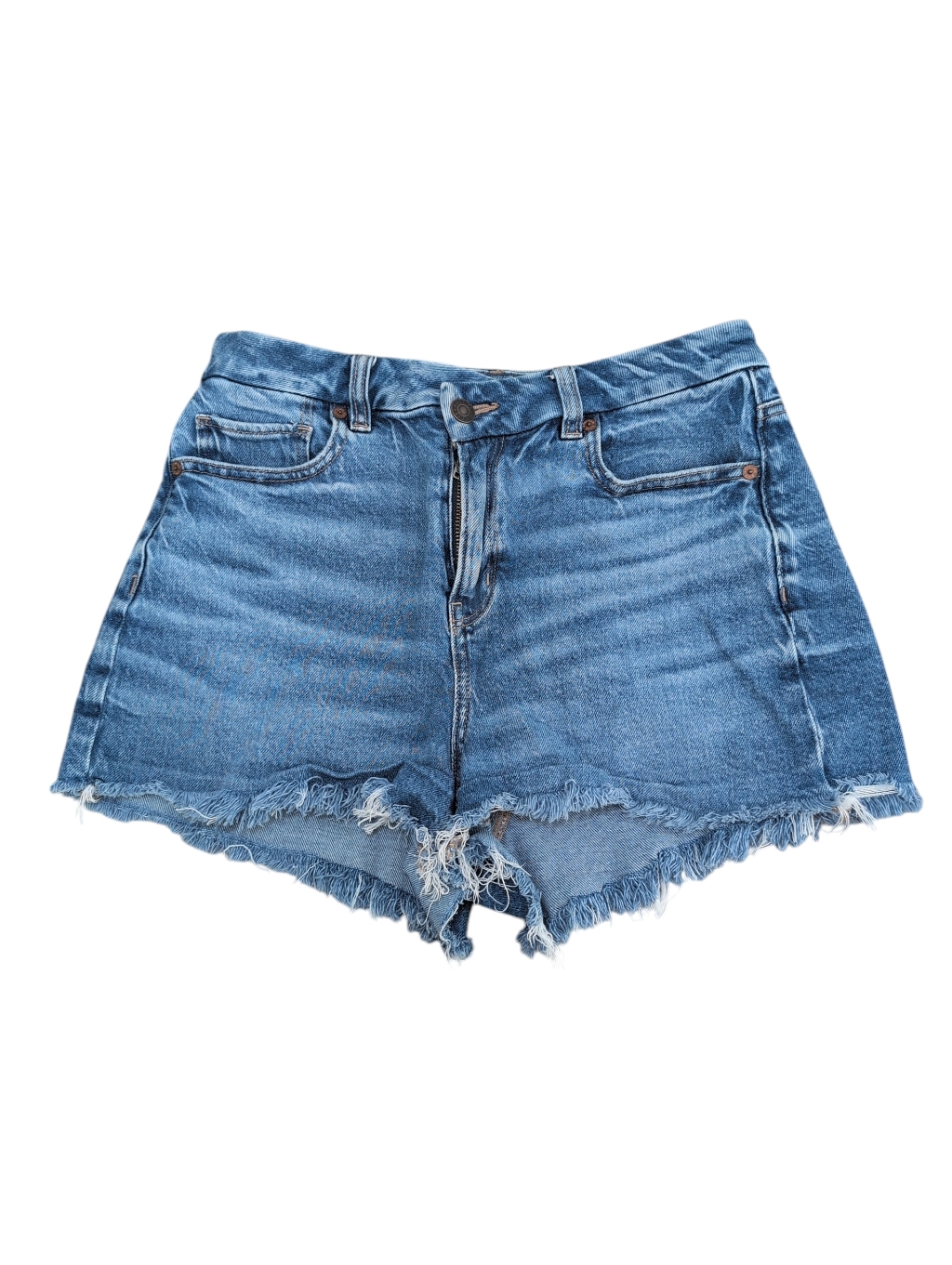 American Eagle Curvy Mom Shorts Stretch Denim Jeans W/ Fraied Bottom Sz 4